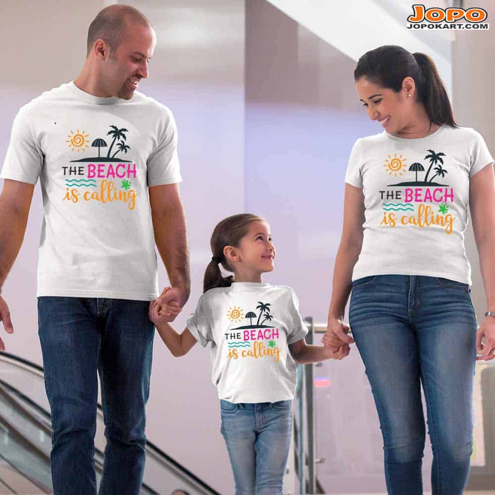 The Beach is Calling Family T-Shirts Set of 3 & 4 for Mom, Dad, Son &  Daughter | Jopokart