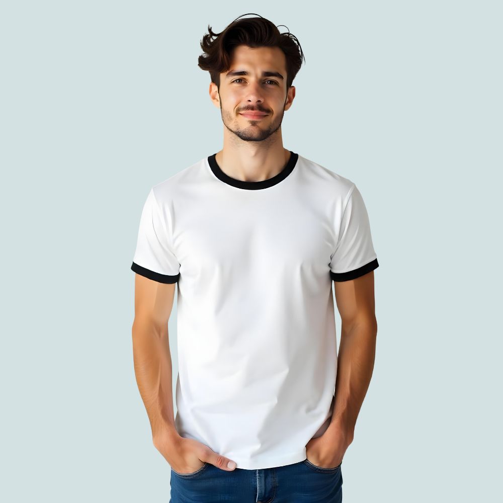 Classic Men's White and Black Ringer Tee