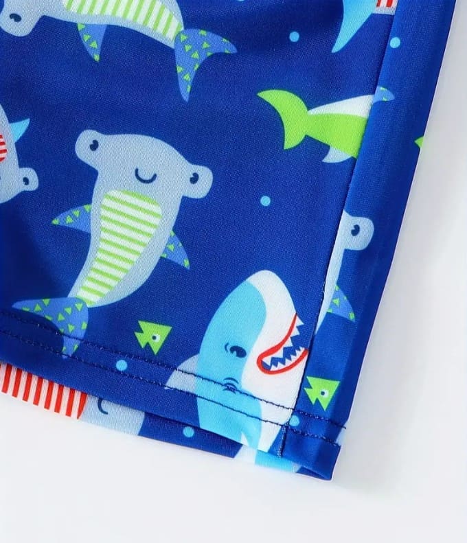 printed design for shark shorts set