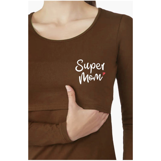 Nursing Printed Super Mom Top for Women T-Shirt