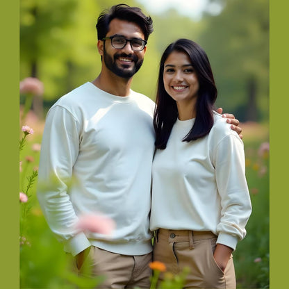 Plain Couple Sweatshirts - White