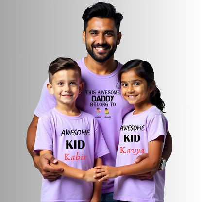 The Awesome Daddy & Kids - Matching T shirts - Custom Names