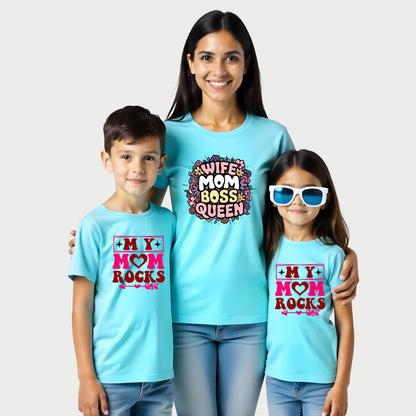 Wife Mom Boss Queen - My Mom Rocks Mommy and Kids Twinning T-shirts