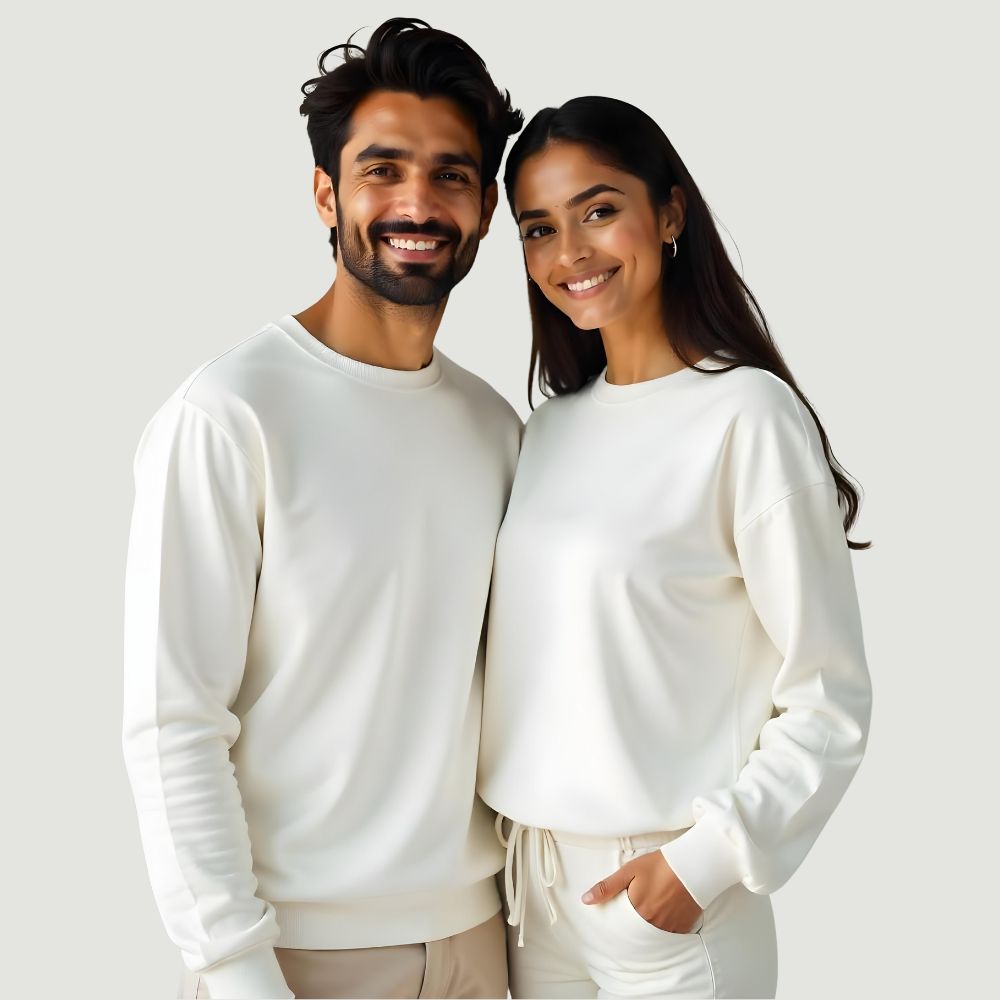 Plain Couple Sweatshirts - White