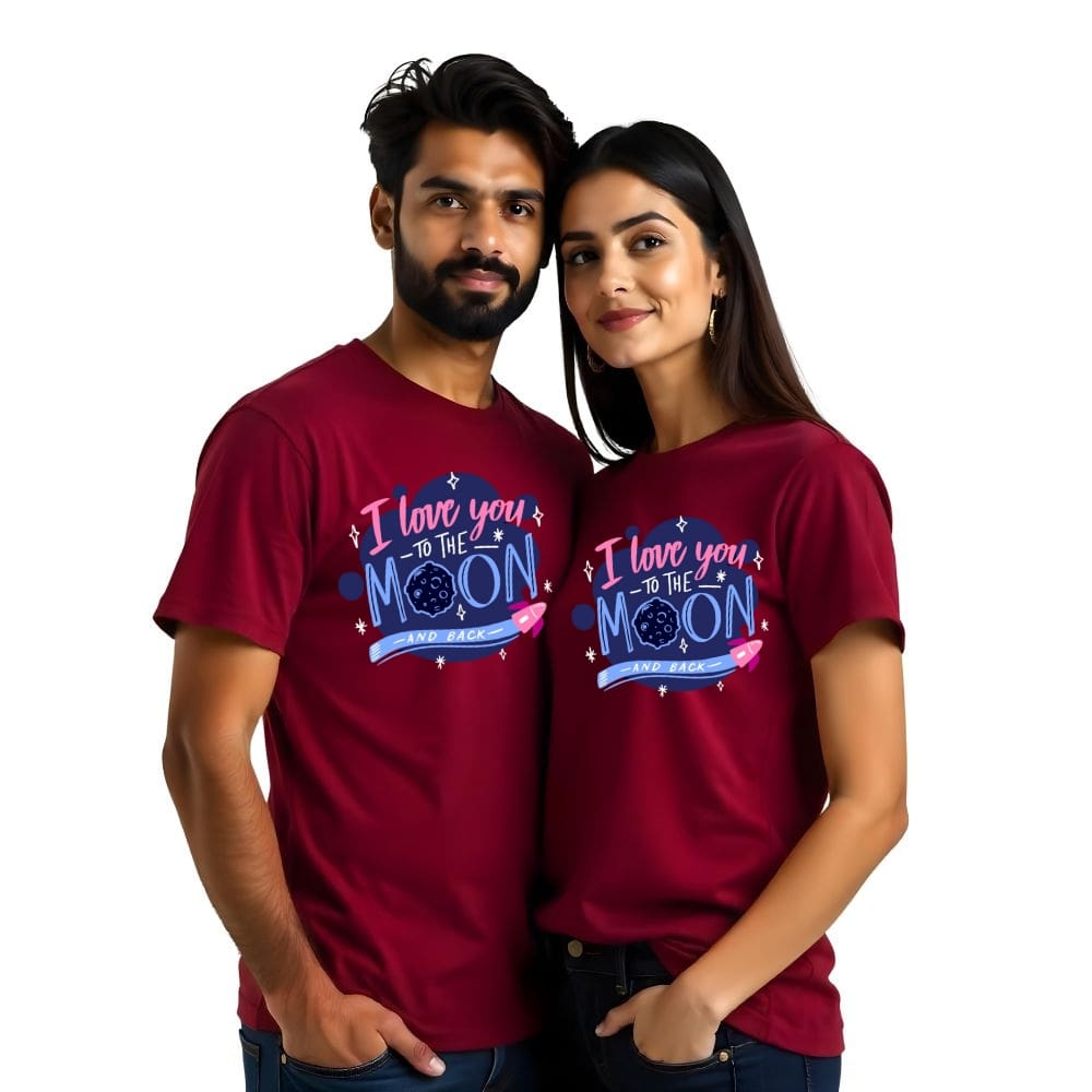 I love you the moon and back couple tshirts