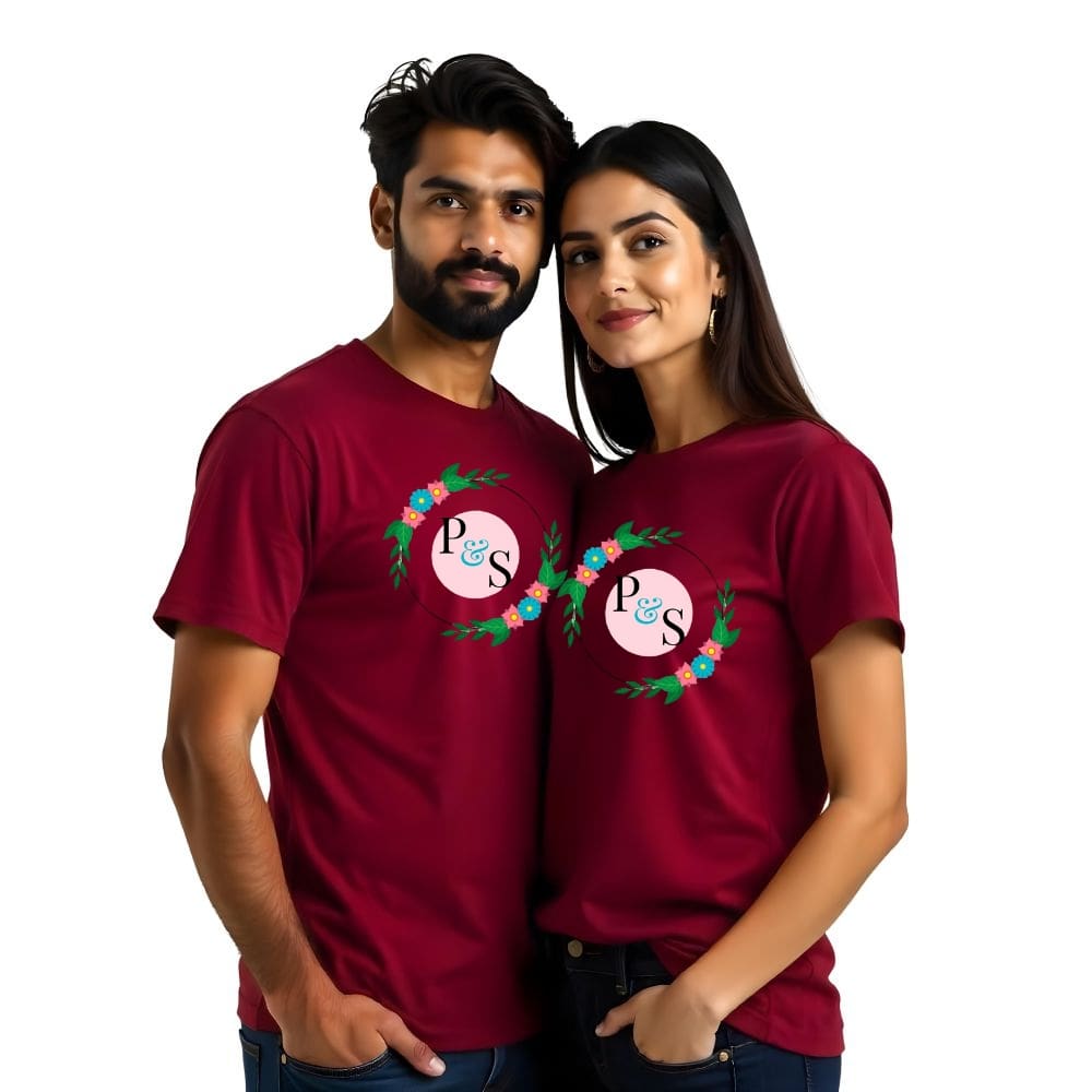 Customised Initials Couple Matching Tshirts