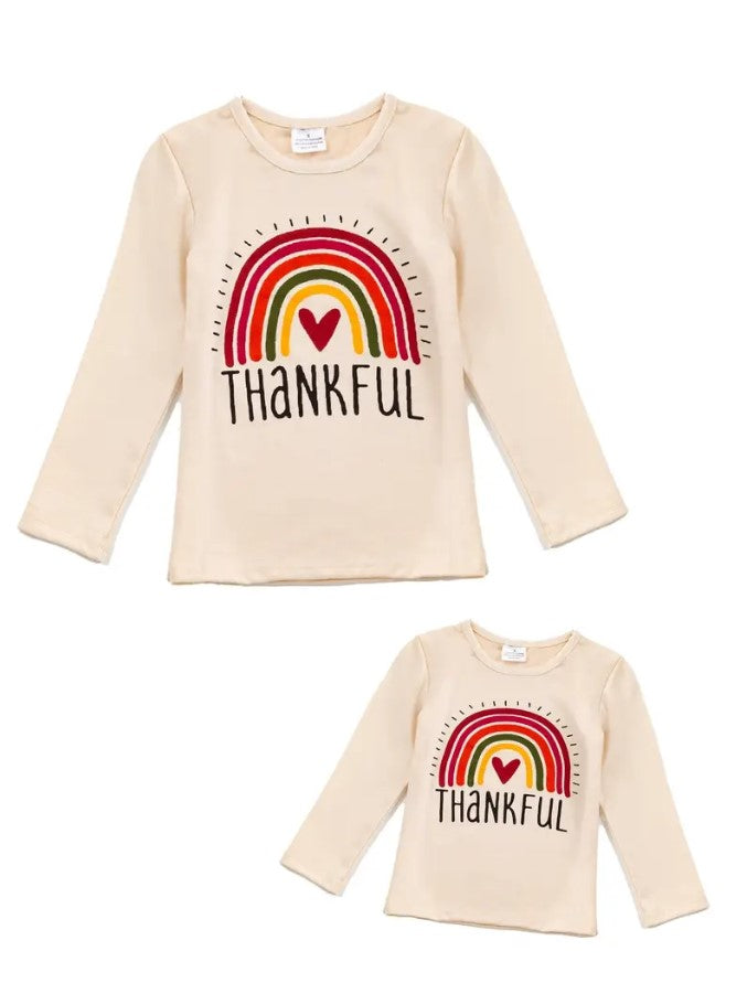 Cutest Thankful Matching Mom and Kids Long Sleeve Tshirts