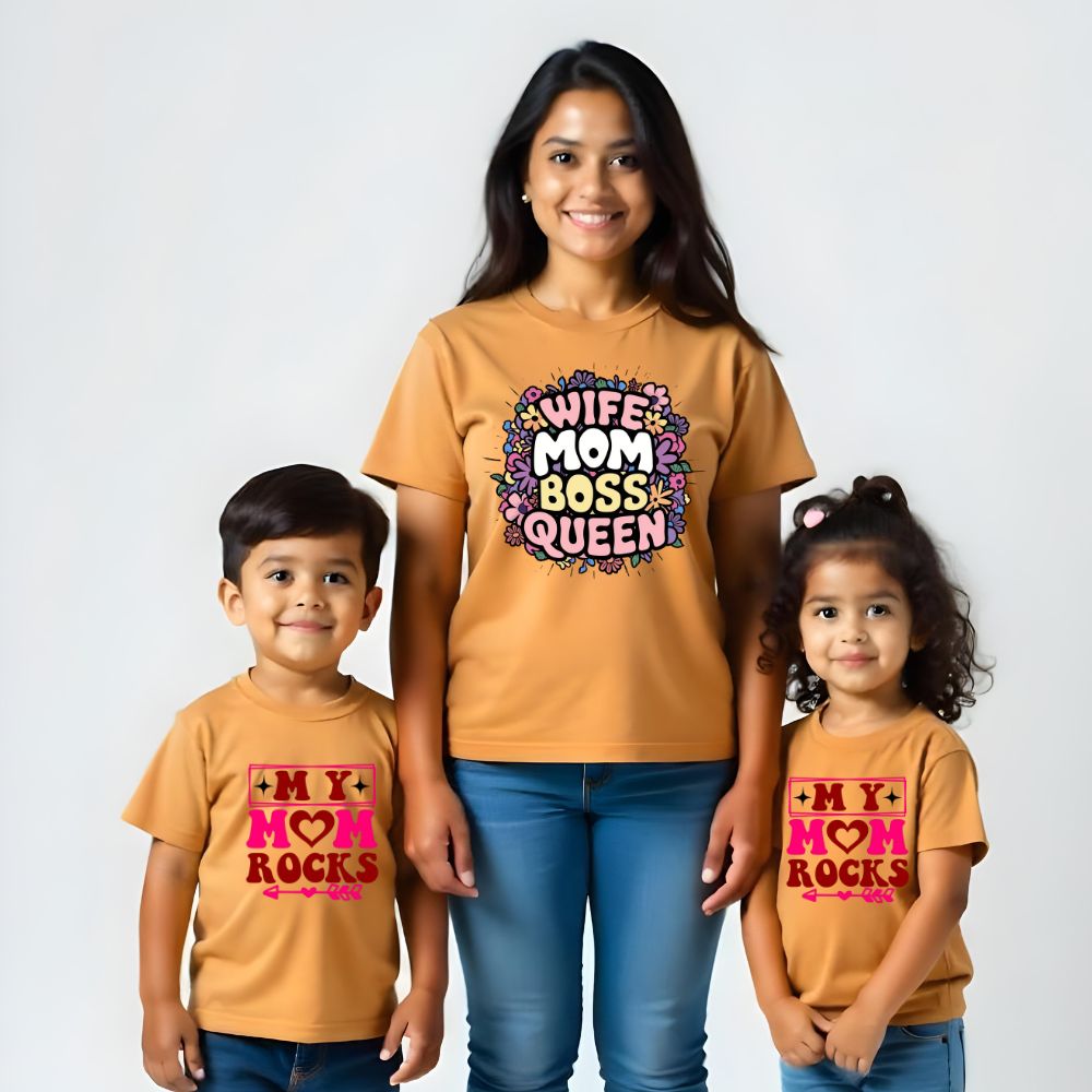 Wife Mom Boss Queen - My Mom Rocks Mommy and Kids Twinning T-shirts