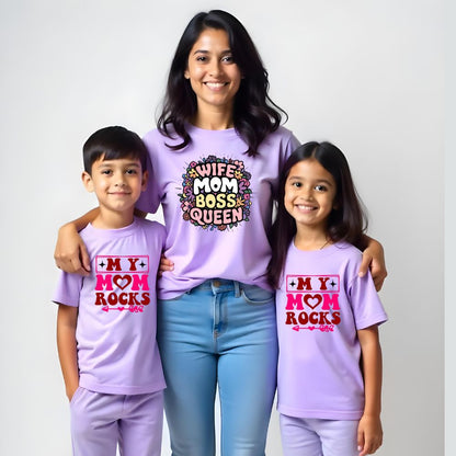 Wife Mom Boss Queen - My Mom Rocks Mommy and Kids Twinning T-shirts