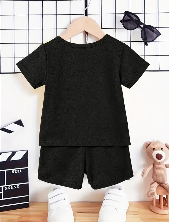 plain black tshirt with shorts