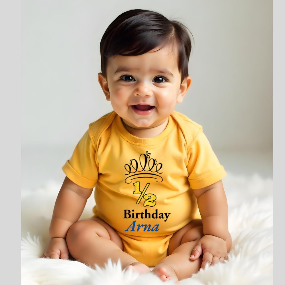 Crown The Moment - "Half Birthday" Custom Name Rompers