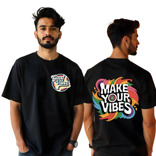 Make Your Vibes - Oversized Black T-shirts for Men