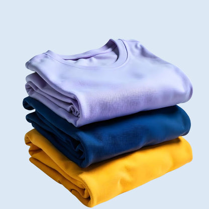 Lavender-NavyBlue-Mustard Plain Tshirts 3pc Combo Pack