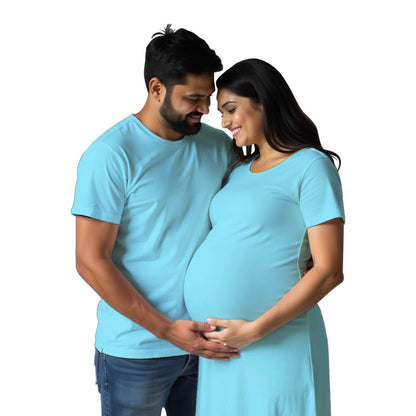 Plain Maternity Men-Tshirt and Women Tshirt Dress Couple Combo for  Photoshoots