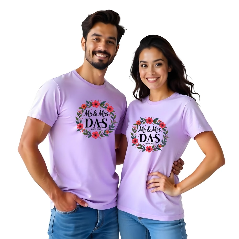 Customised Couple Name Twinning Tees for Couple