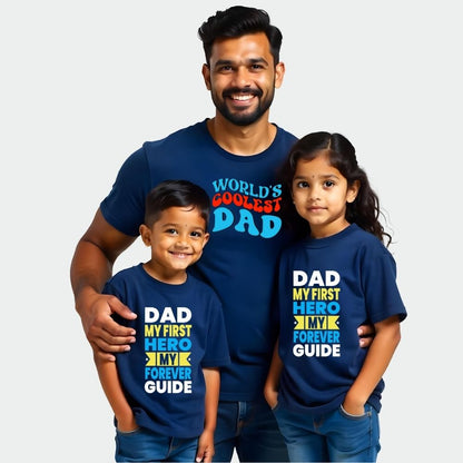 Daddy is my Hero & Forever Guide - Matching Dad and Kids T shirts