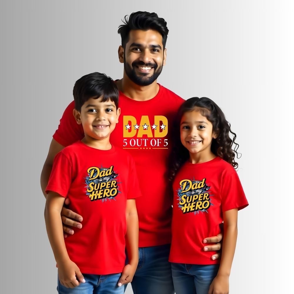 Super Dad Squad - Daddy & Kids Matching T shirts - Custom Names