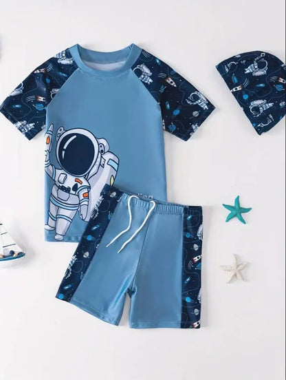 Space Astronaut Themed Kids Jersey Shorts Set