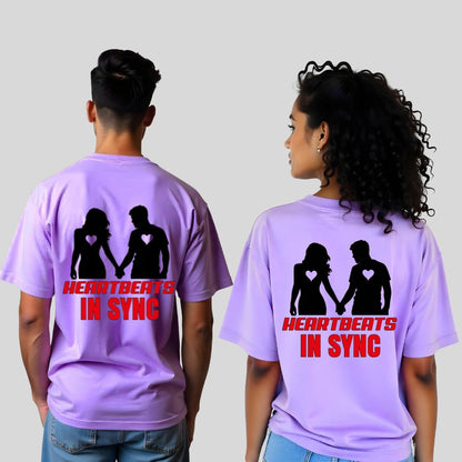 HeartBeat in Sync - Perfectly Matched Oversized Couple Tees