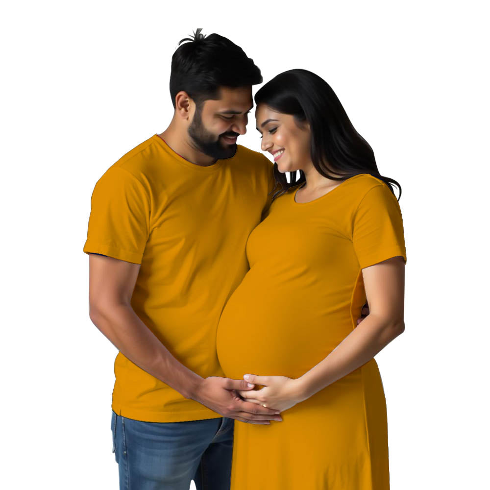 Plain Maternity Men-Tshirt and Women Tshirt Dress Couple Combo for  Photoshoots