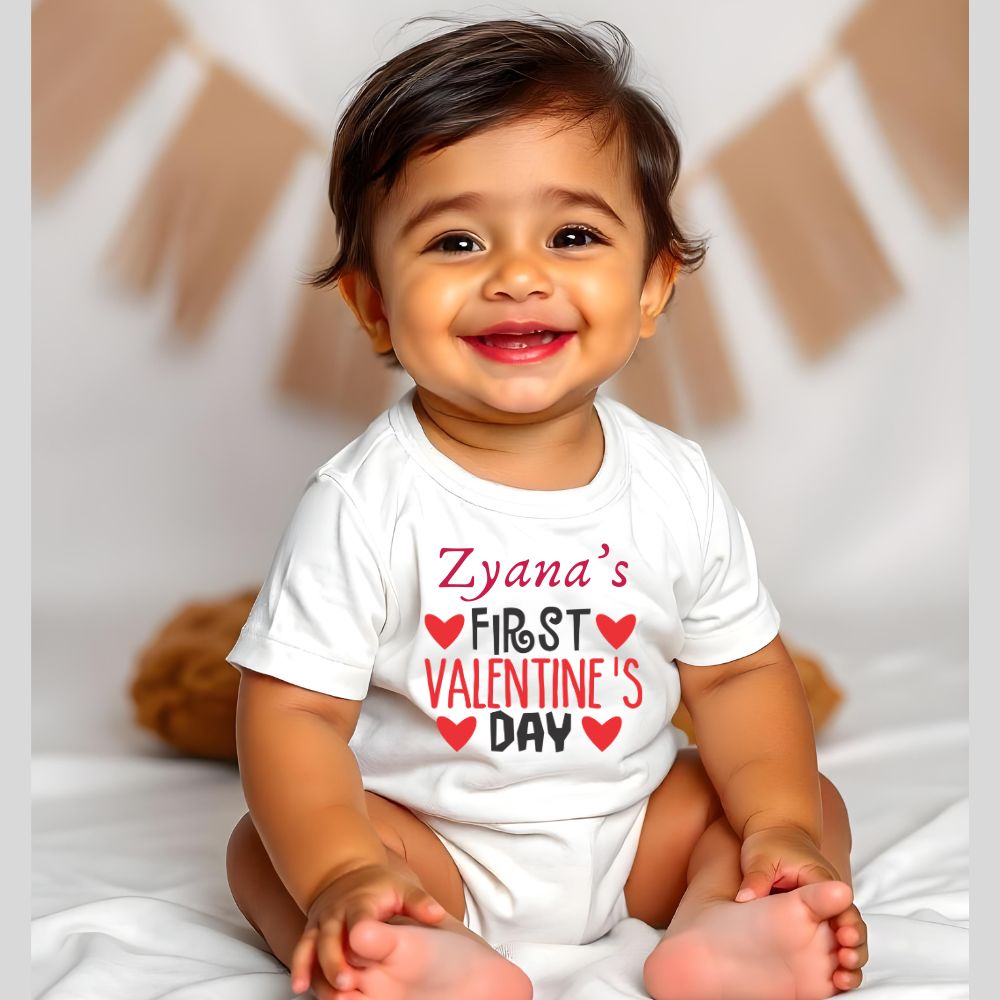 Baby's First Valentine's Day - Personalised Name Rompers