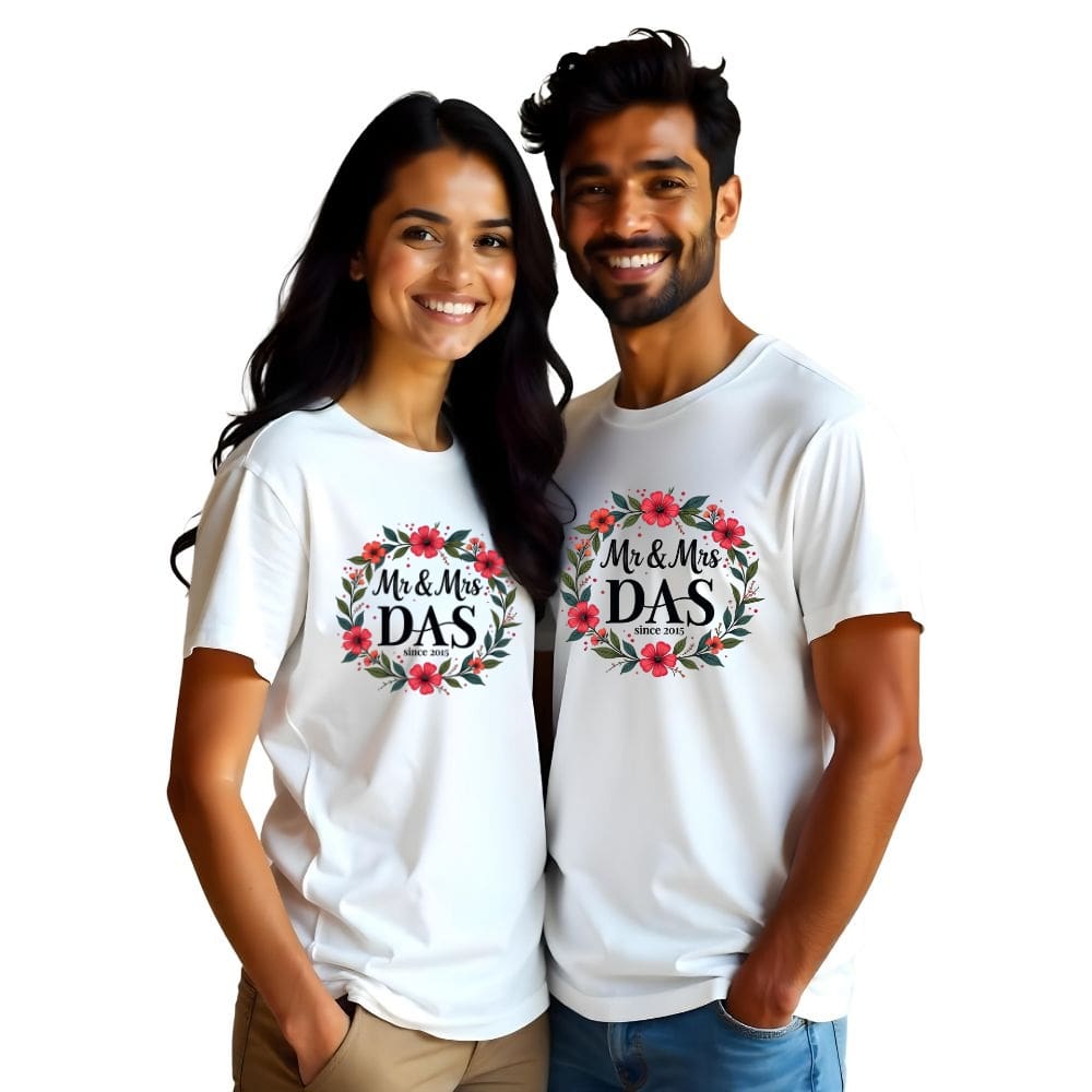 Customised Couple Name Twinning Tees for Couple