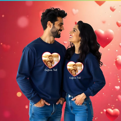 Custom Photo Printed Couple Sweatshirts