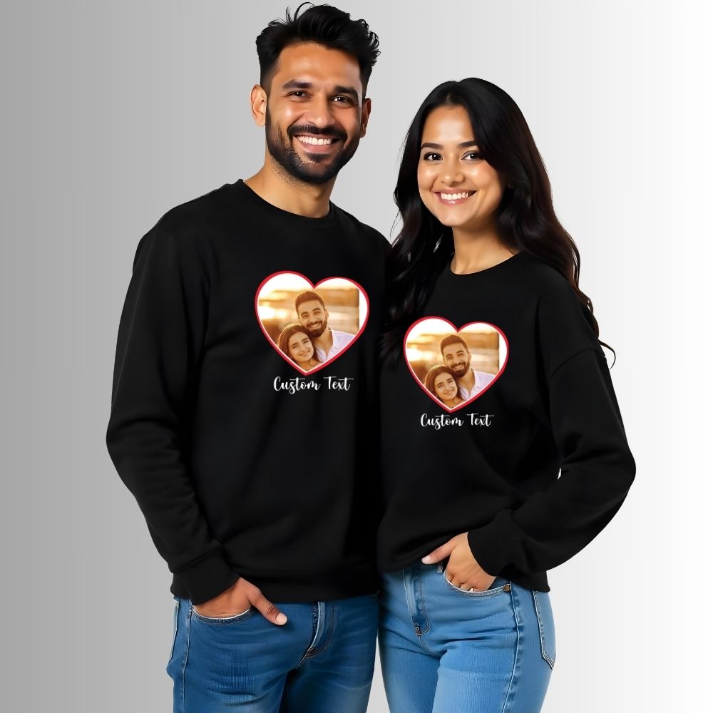 Custom Photo Printed Couple Sweatshirts