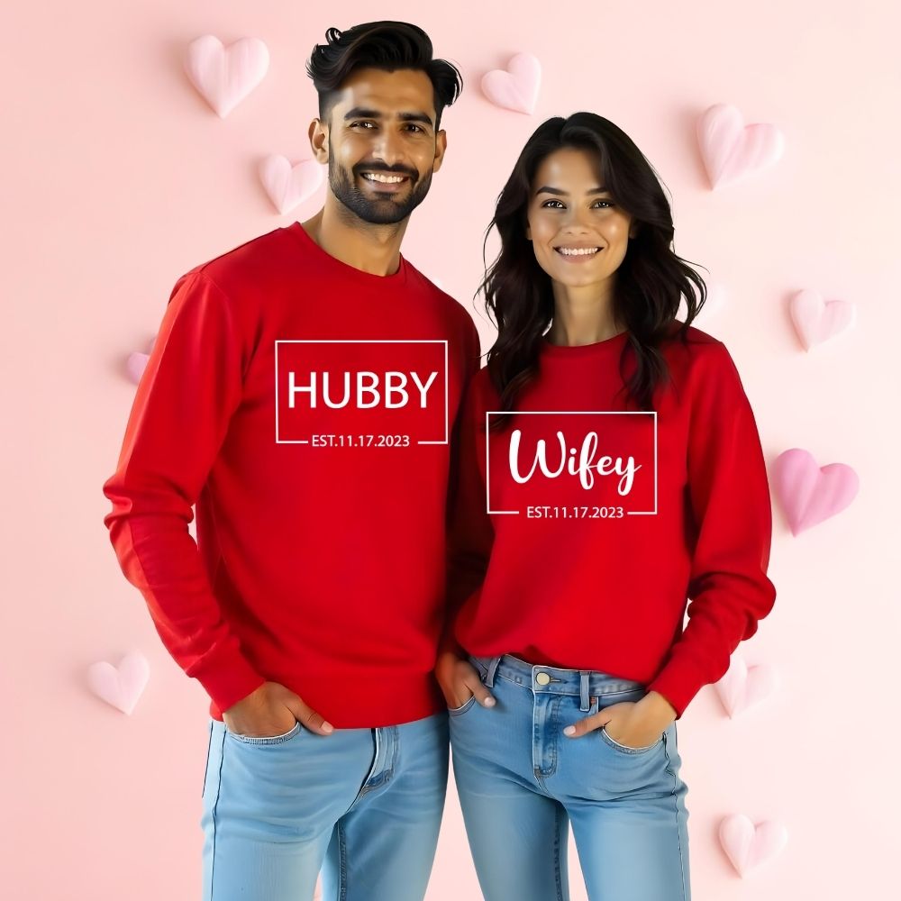 Hubby Wifey Est. Couple Sweatshirts