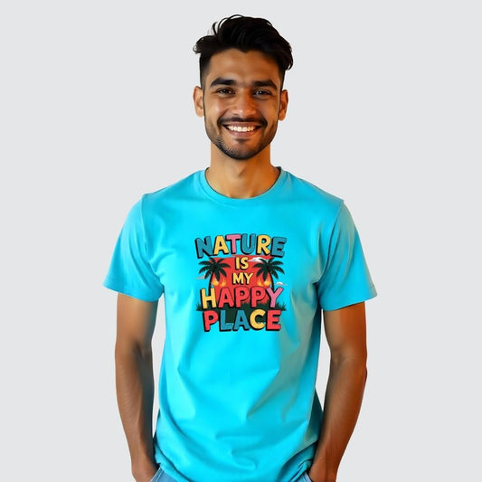 Nature is my happy place  - Men's Casual Tees Customised