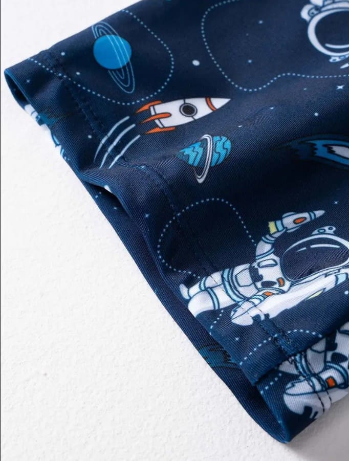 printed space theme shorts