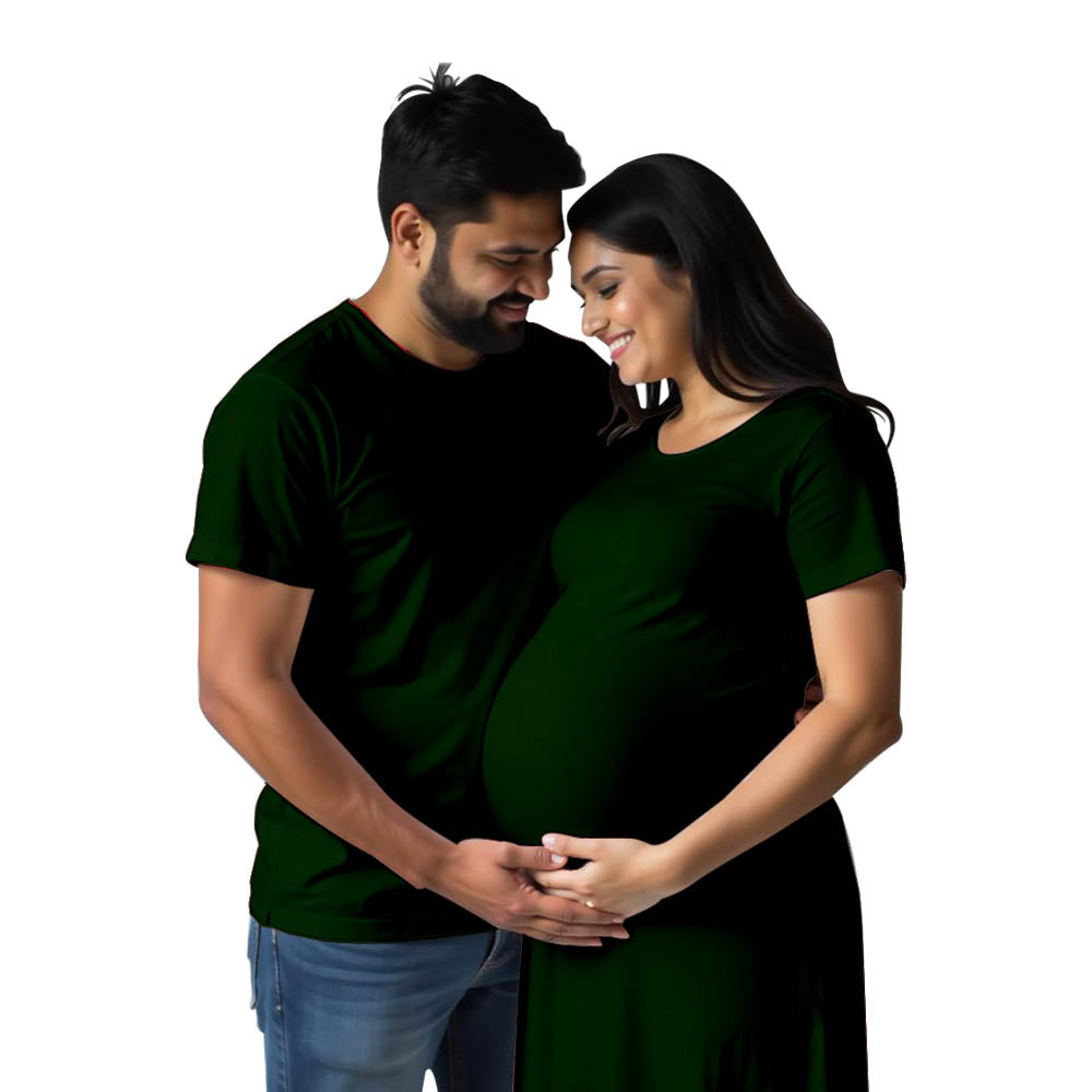 Plain Maternity Men-Tshirt and Women Tshirt Dress Couple Combo for  Photoshoots