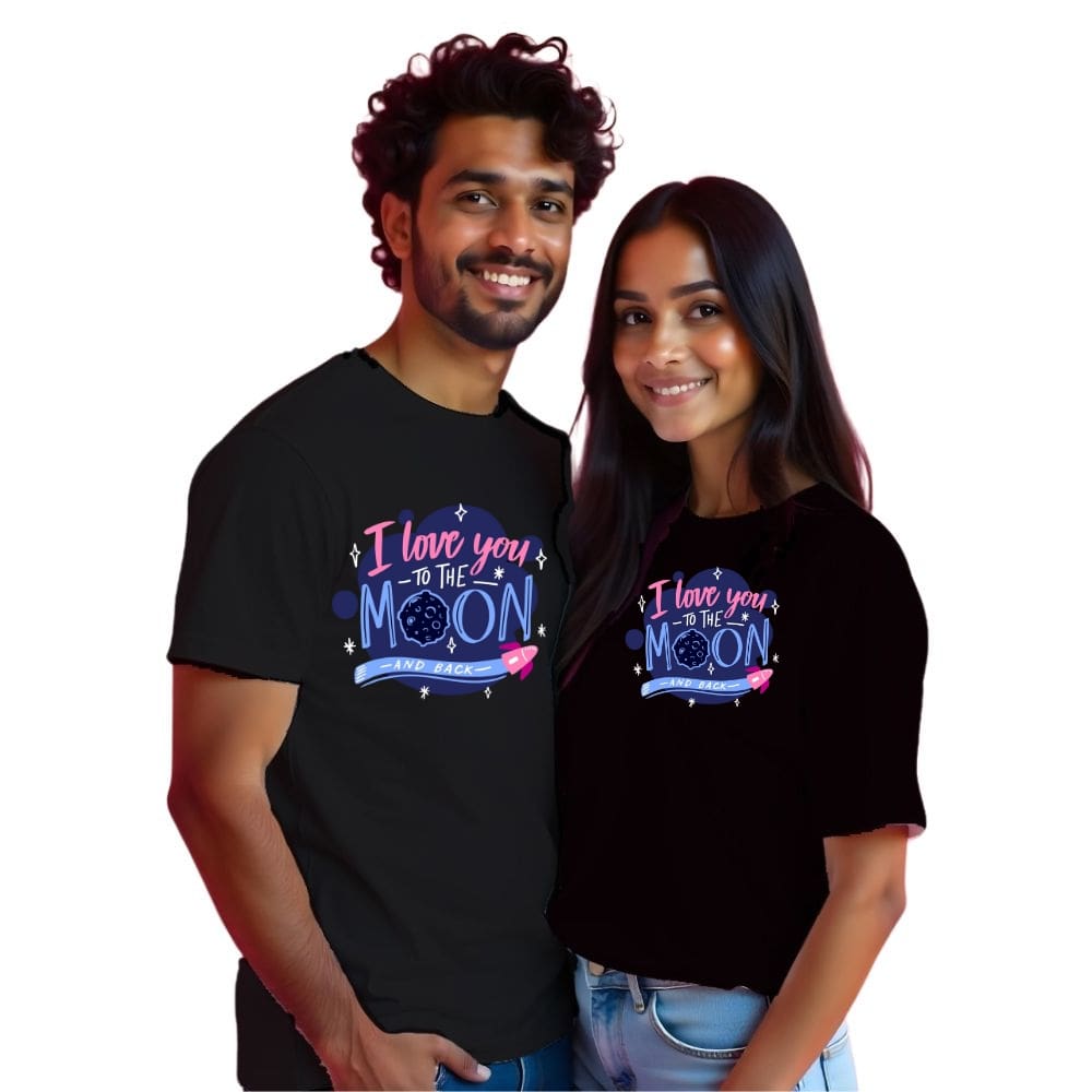 I love you the moon and back couple tshirts