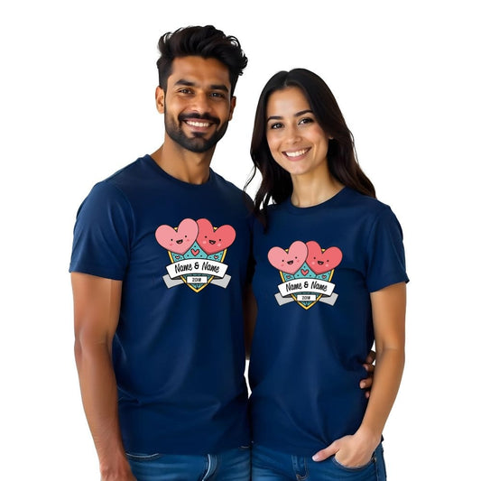 Names and Year Customised Couple Tshirts