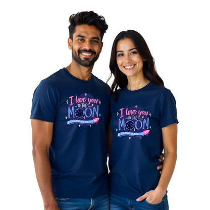 I love you the moon and back couple tshirts