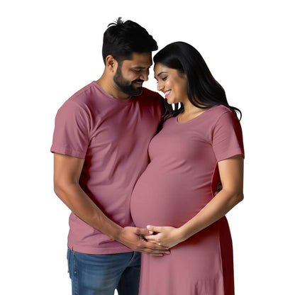 Plain Maternity Men-Tshirt and Women Tshirt Dress Couple Combo for  Photoshoots