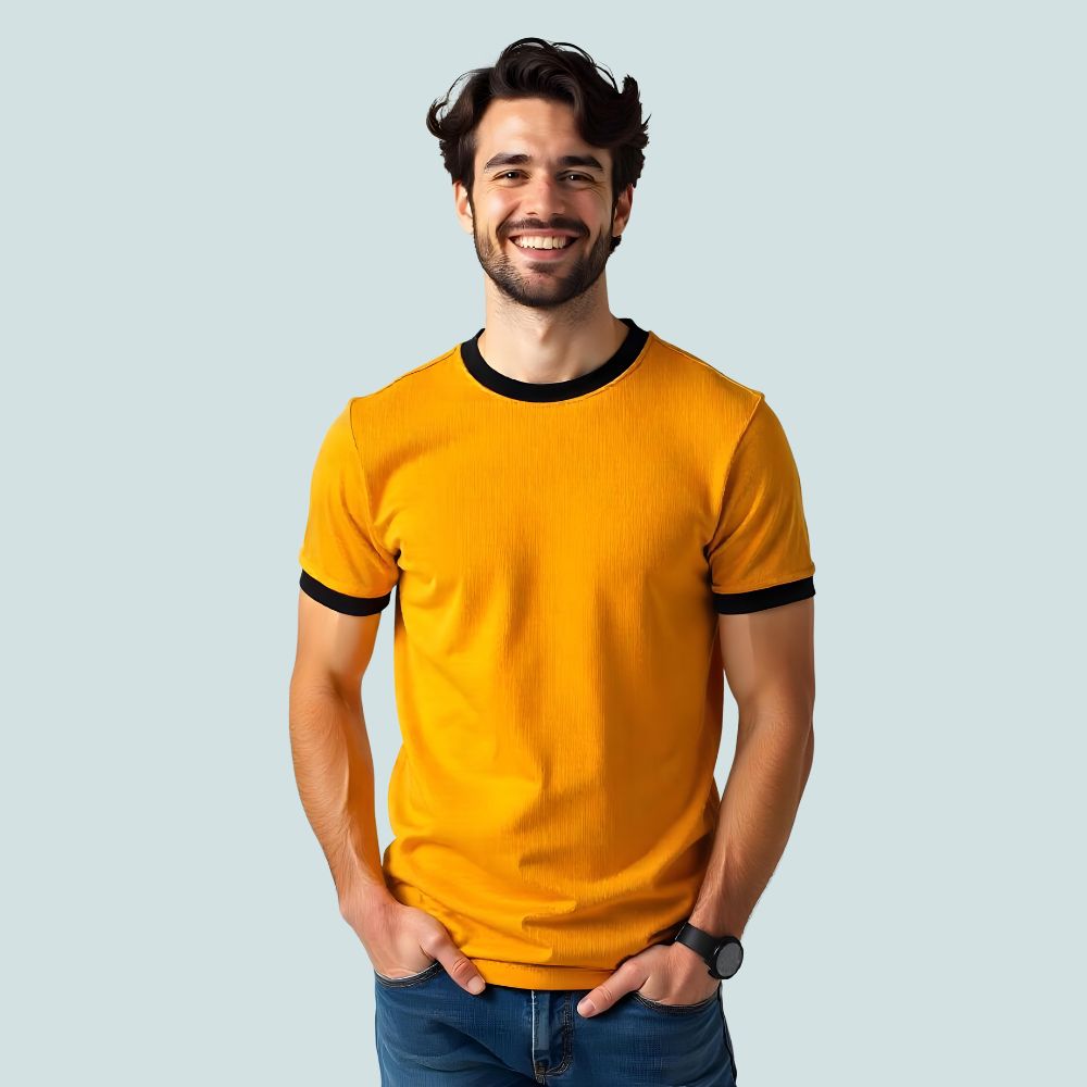 Classic Men's Mustard and Black Ringer Tees