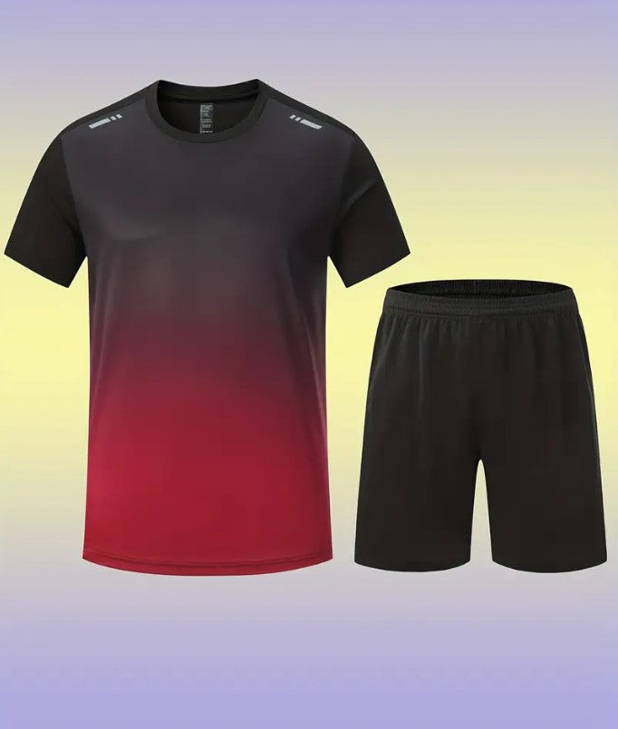 black/red casual tshirt set