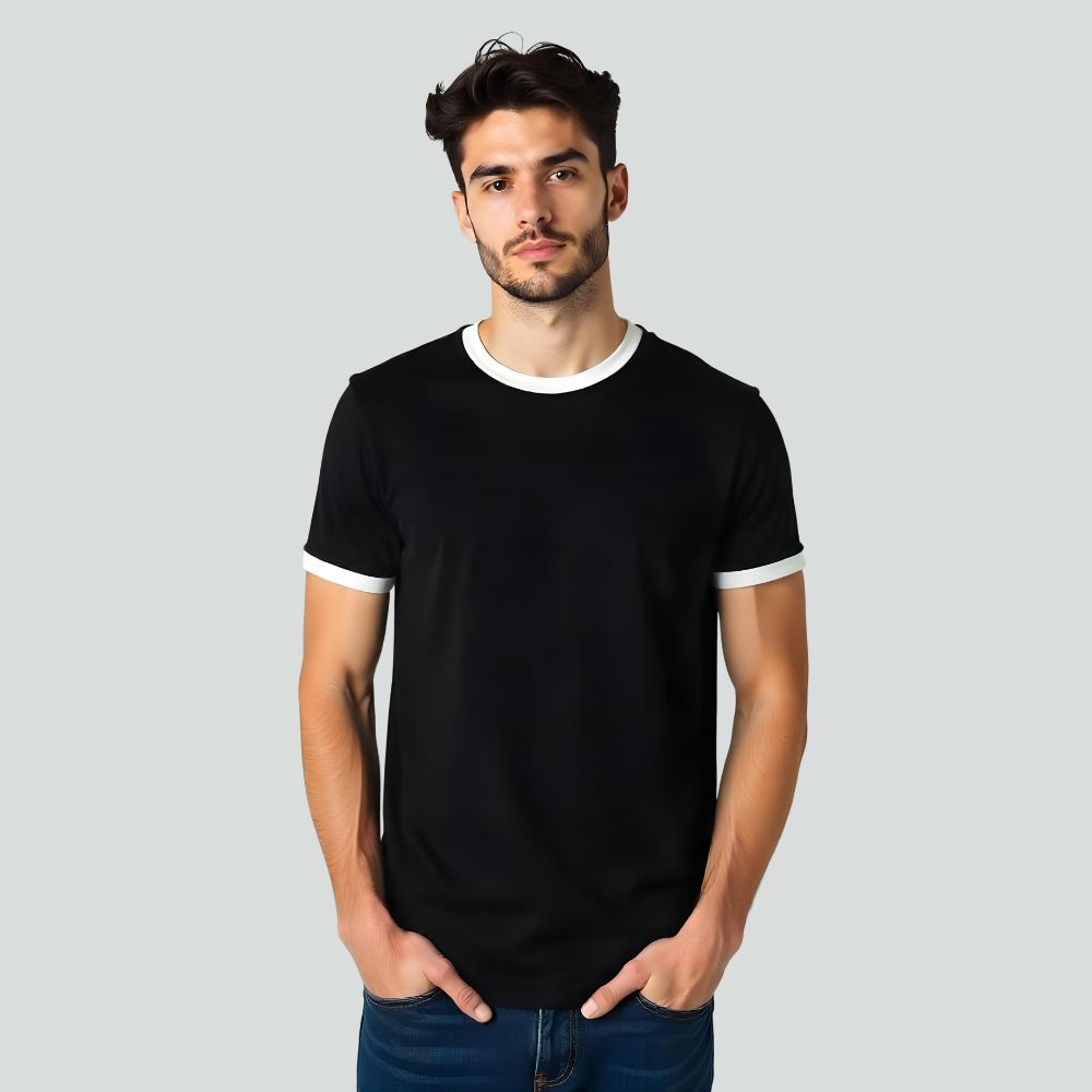 Classic Men's Black and White Ringer Tee