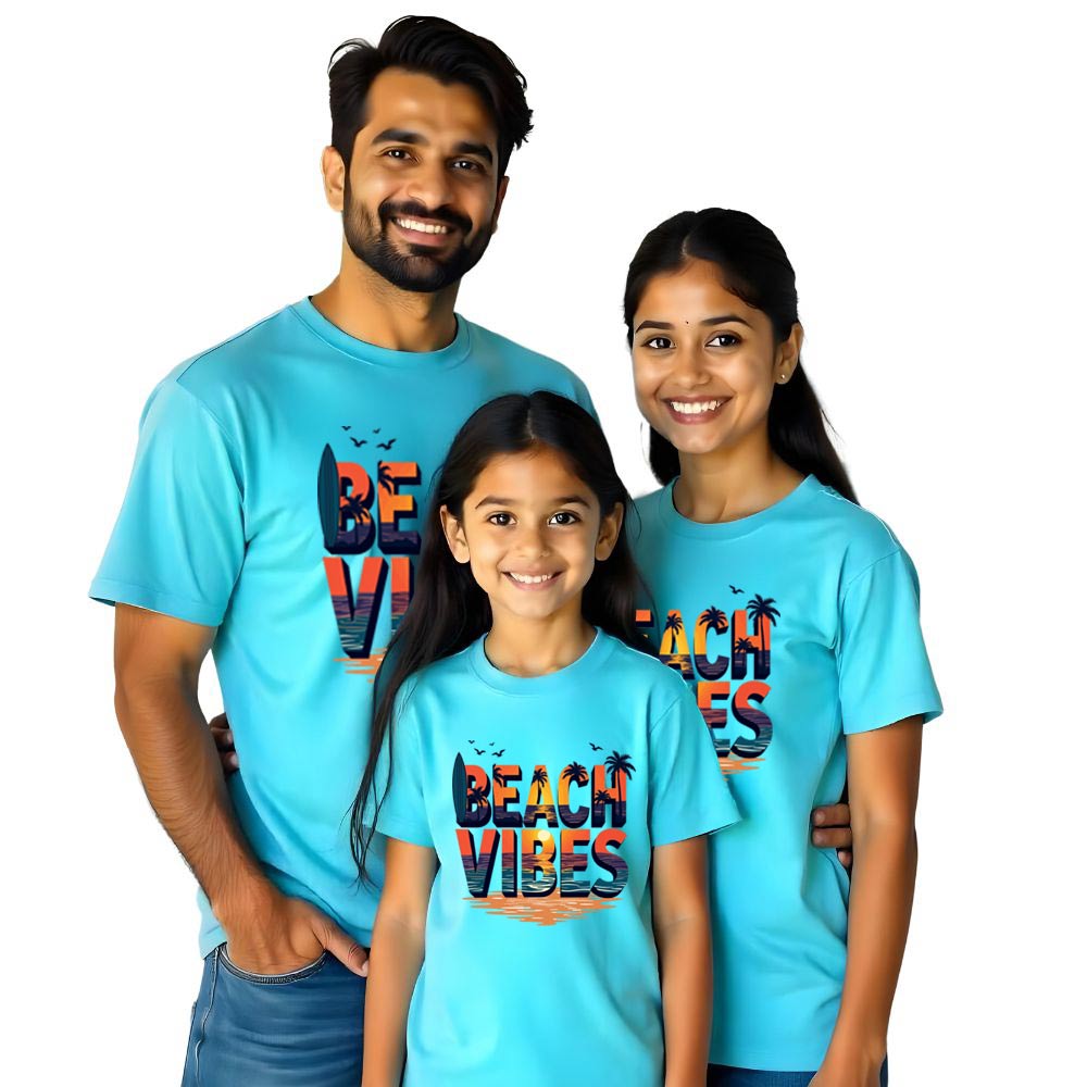 Beach Vibes Matching Family Tshirts Set