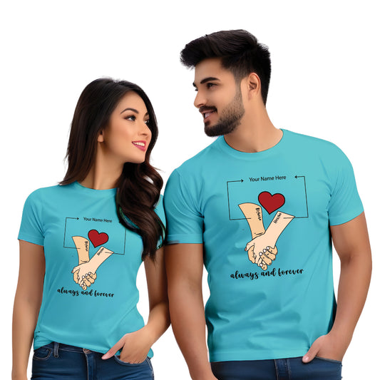 Customised Couple Hands Name Printed Tshirts