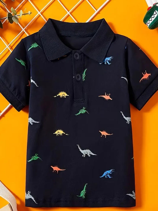 Dino Theme Kid Collar Tshirt