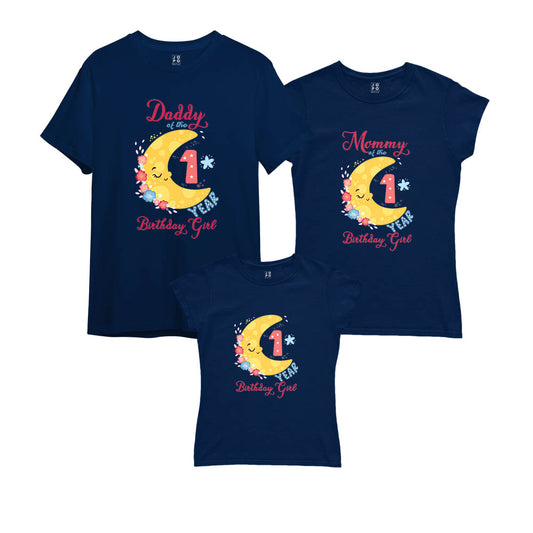 Moon Theme Matching Family T-Shirts Set of 3 and 4 for Mom, Dad, Son & Daughter