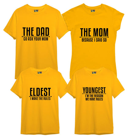 Dad Mom Eldest Youngest Matching Family Tshirts Set