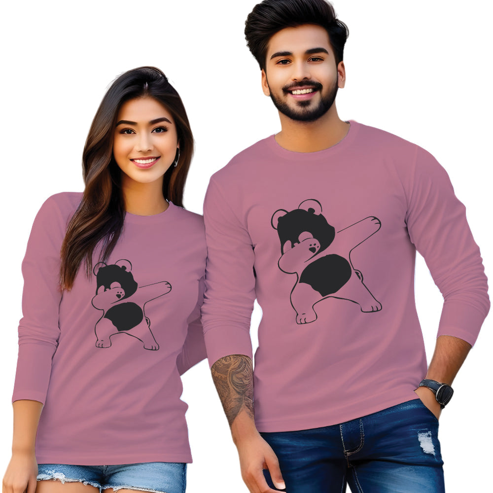 Full sleeve Dapping Panda printed couple T Shirt