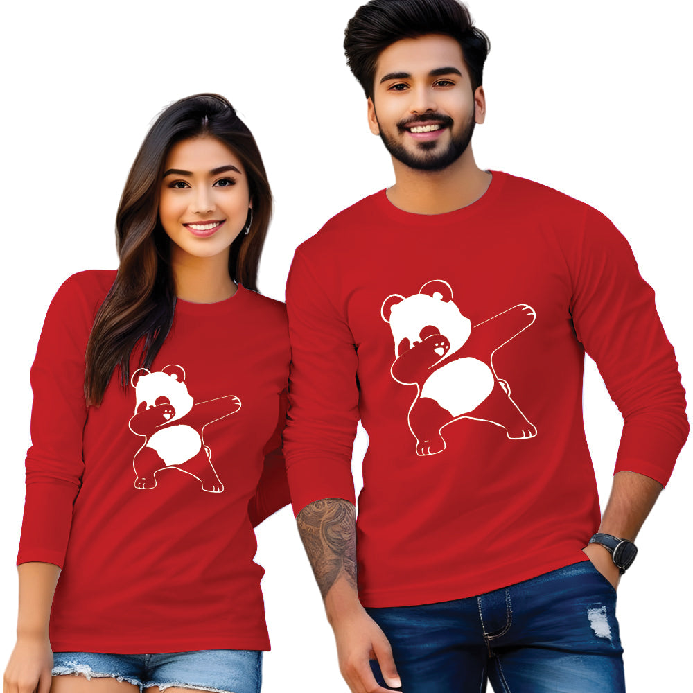 Full sleeve Dapping Panda printed couple T Shirt