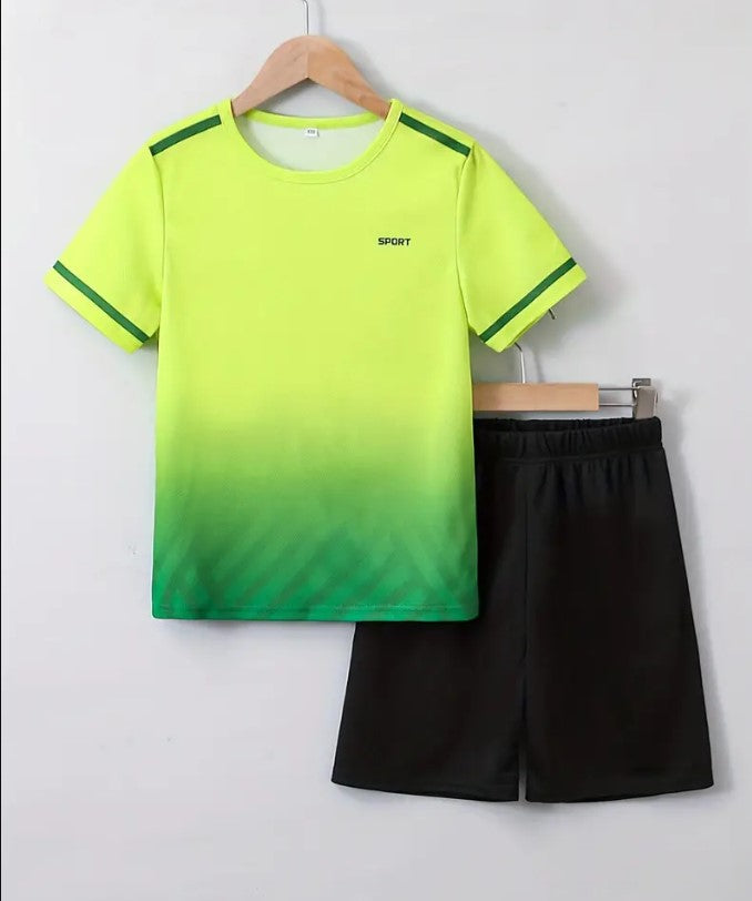 Sports Jersey Kids Tshirt Shorts NeonGreen