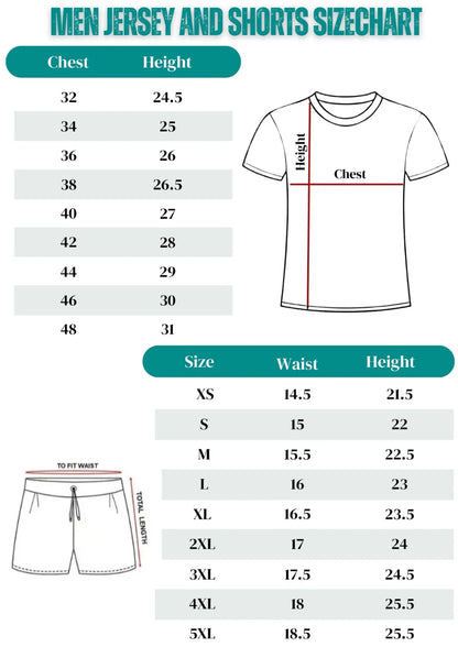 men jersey and shorts size chart