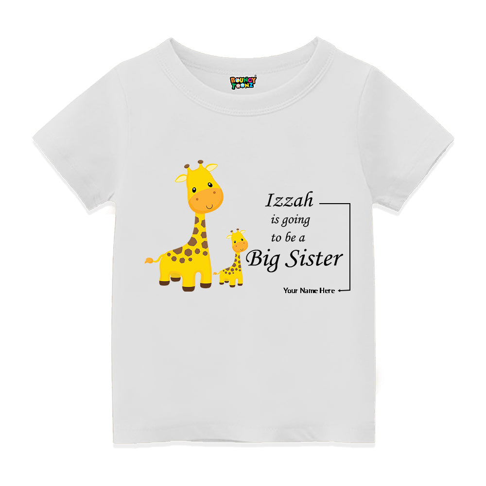  Big Sister Printed Cotton Round Neck Short Sleeves  White Kids T-Shirt 