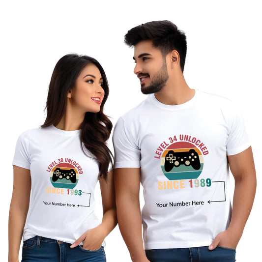 Level Unlocked Custom Year Couple Tshirts